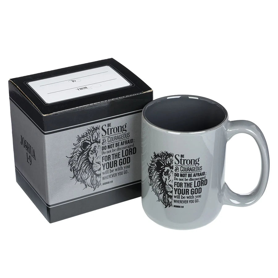 Be Strong & Courageous Grey Ceramic Mug Joshua 1:9