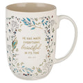 He Has Made Everything Beautiful in Its Time Cream Ceramic Mug with Brown Interior