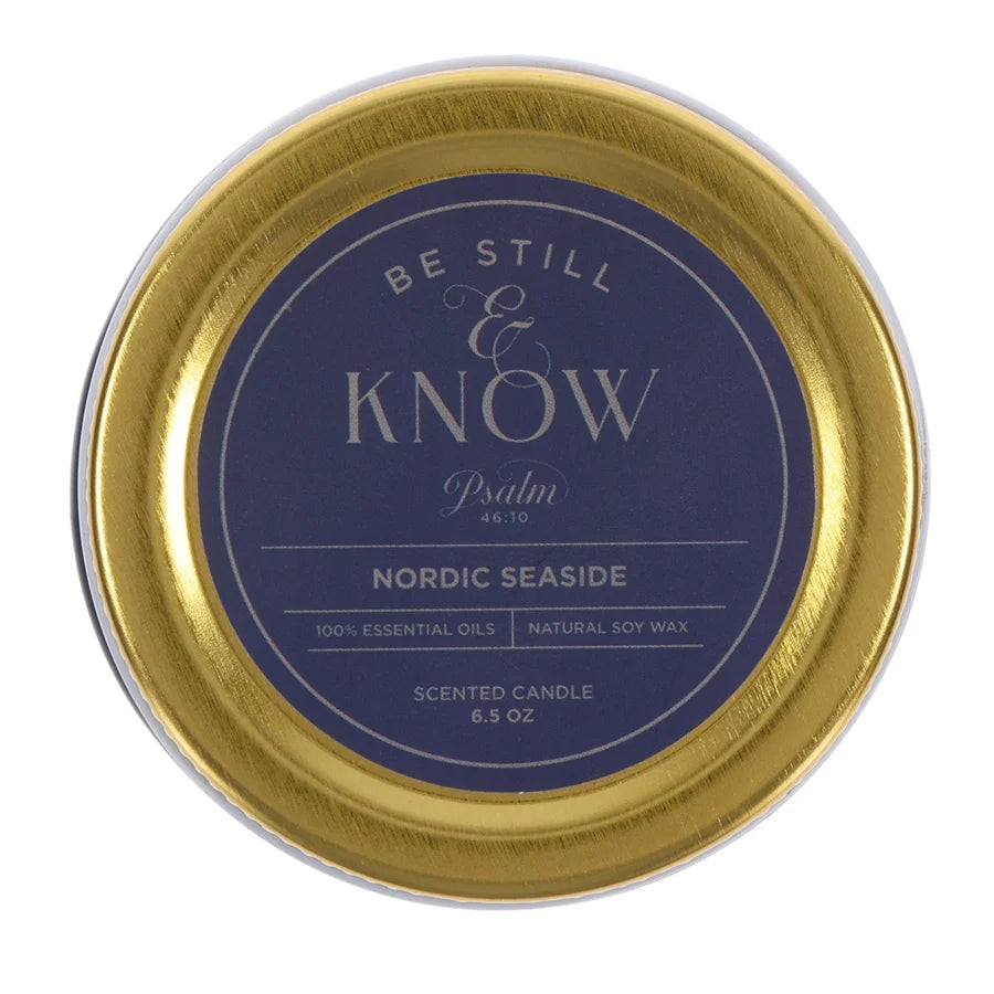 Be Still and Know Nordic Seaside Scented Candle with Screw Top Lid