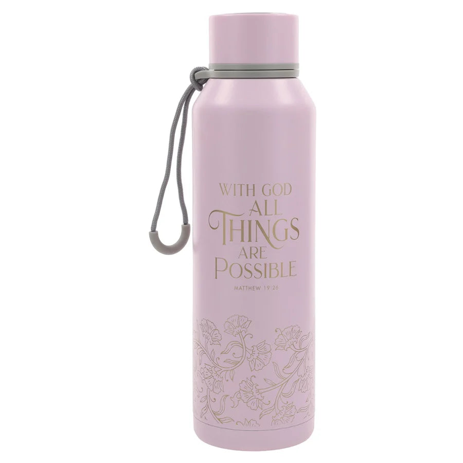 With God All Things Are Possible Pink Stainless Steel Water Bottle