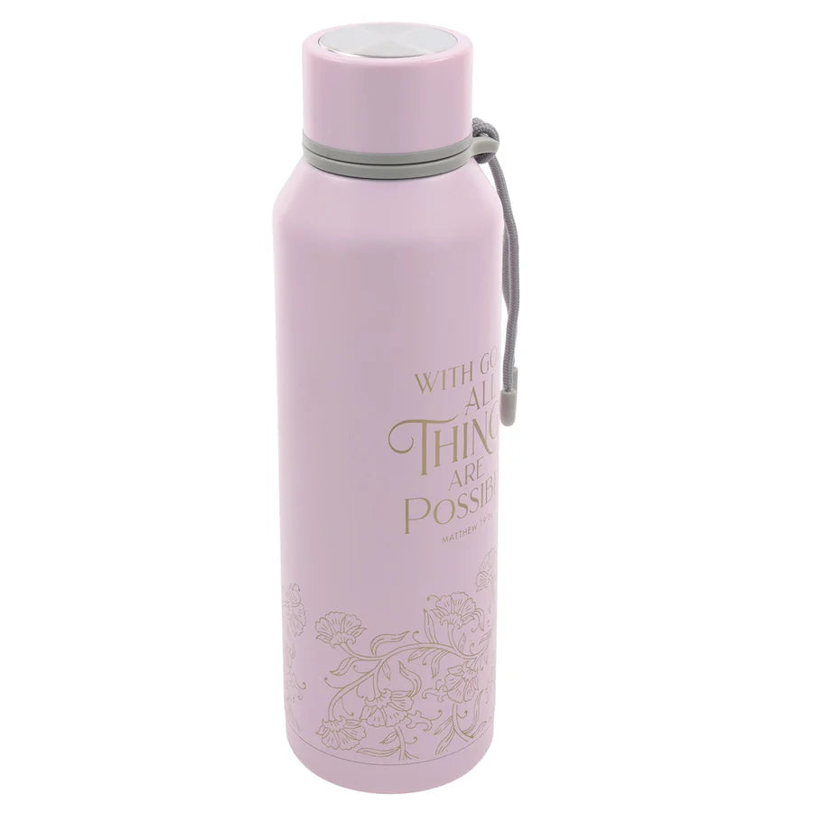 With God All Things Are Possible Pink Stainless Steel Water Bottle