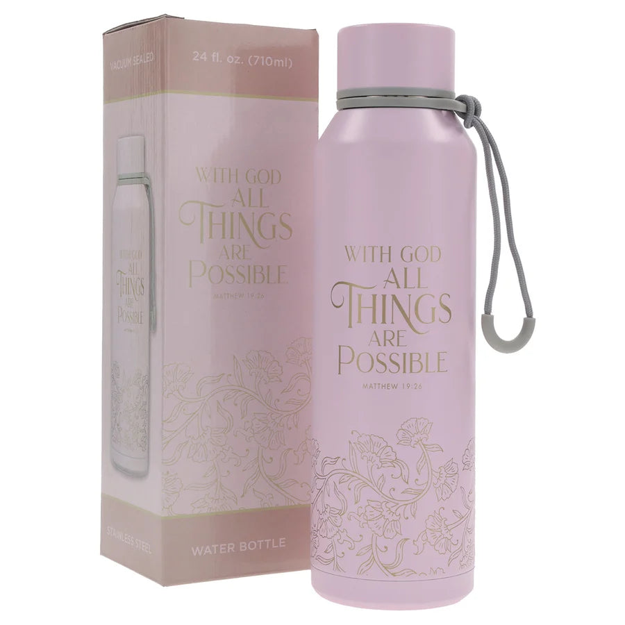 With God All Things Are Possible Pink Stainless Steel Water Bottle