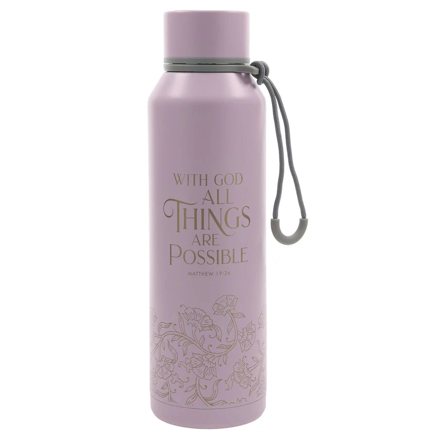 With God All Things Are Possible Pink Stainless Steel Water Bottle