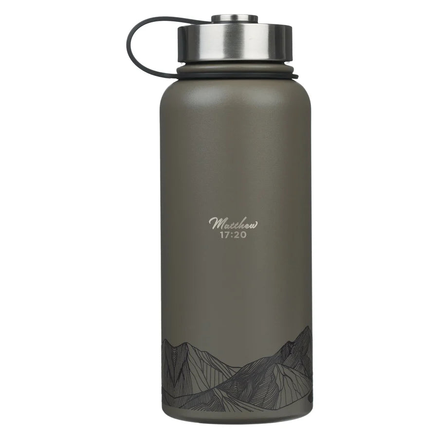 Faith Mountains Dark Brown Stainless Steel Water Bottle