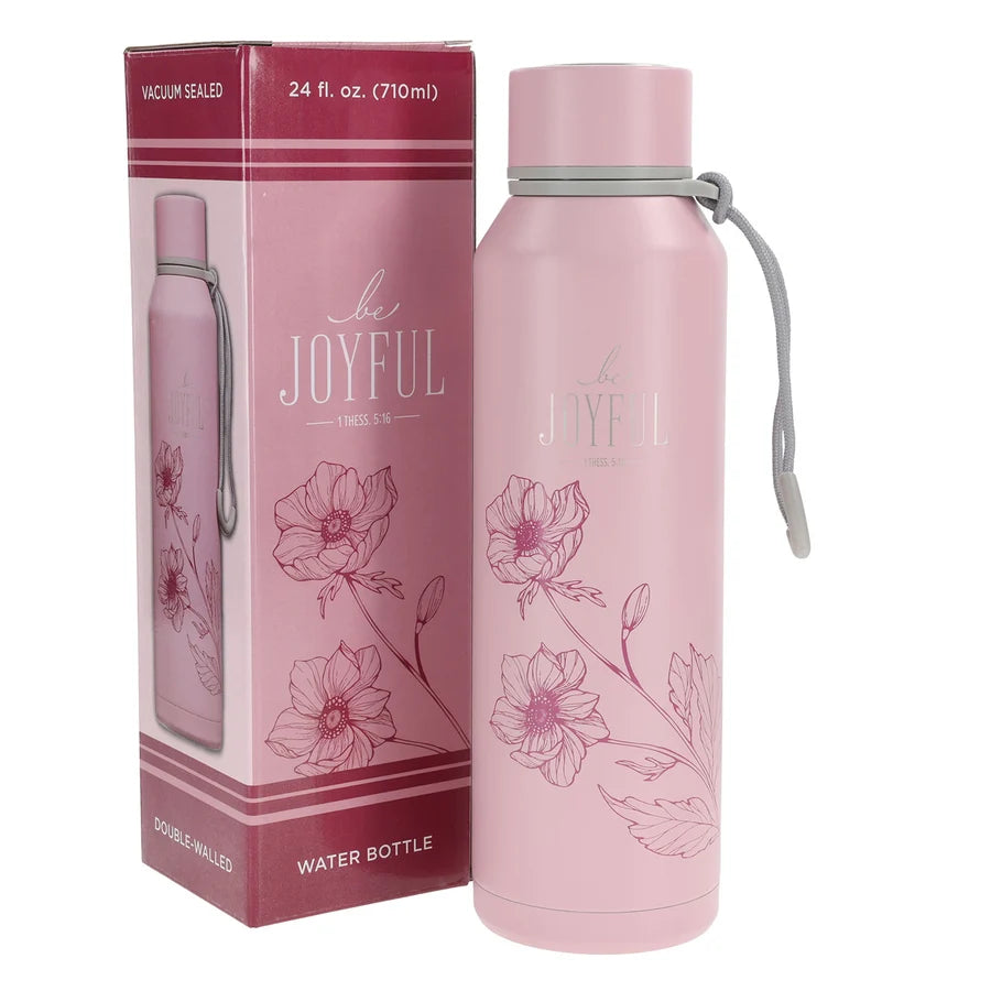 Be Joyful Pink Stainless Steel Water Bottle
