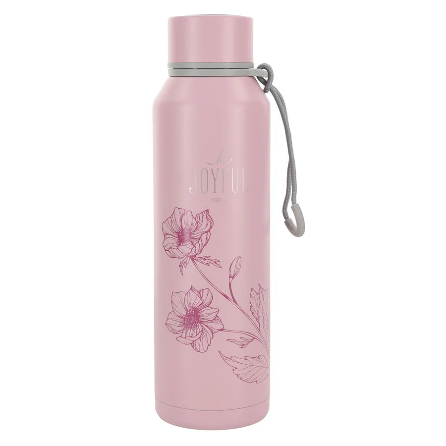 Be Joyful Pink Stainless Steel Water Bottle