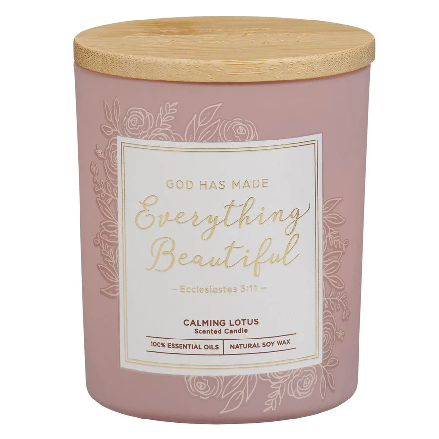 God Has Made Everything Beautiful Calming Lotus Scented Candle with Bamboo Lid
