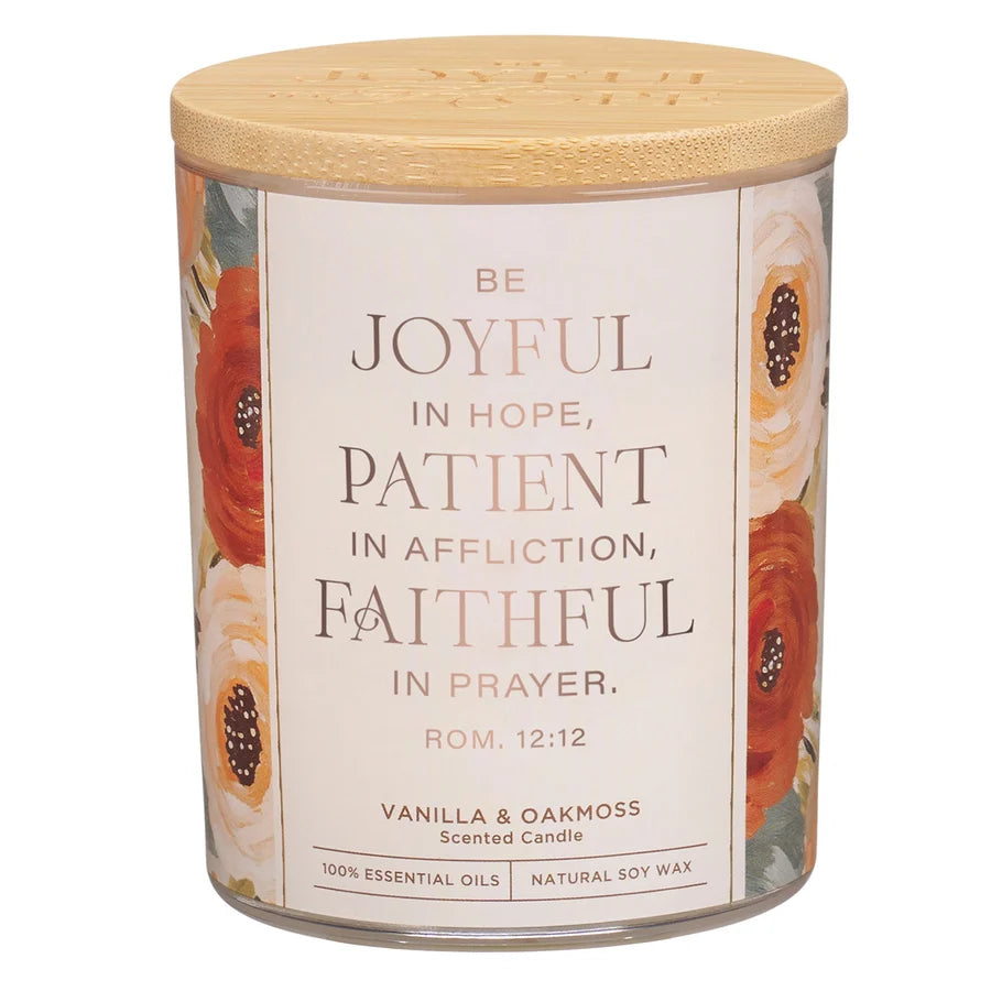Be Joyful in Hope Vanilla & Oakmoss Scented Candle with Bamboo Lid