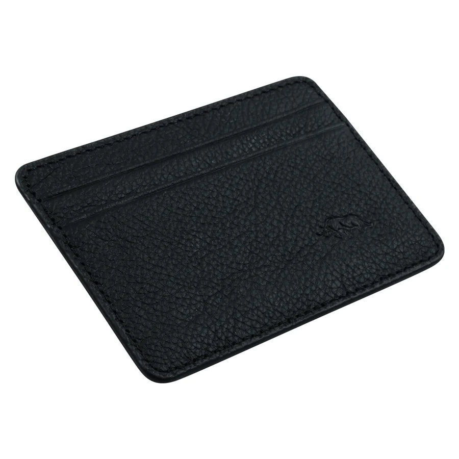 Genuine African Leather Matt Black Card And ID Holder