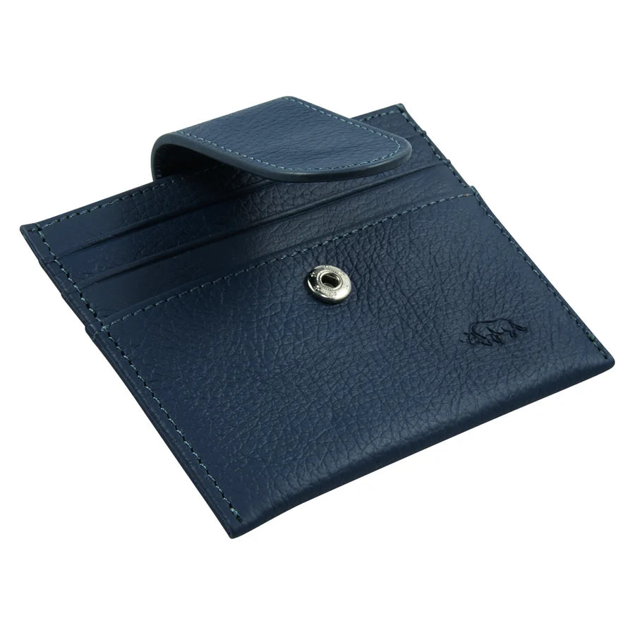 Genuine African Leather Blue Wallet With Clip Closure
