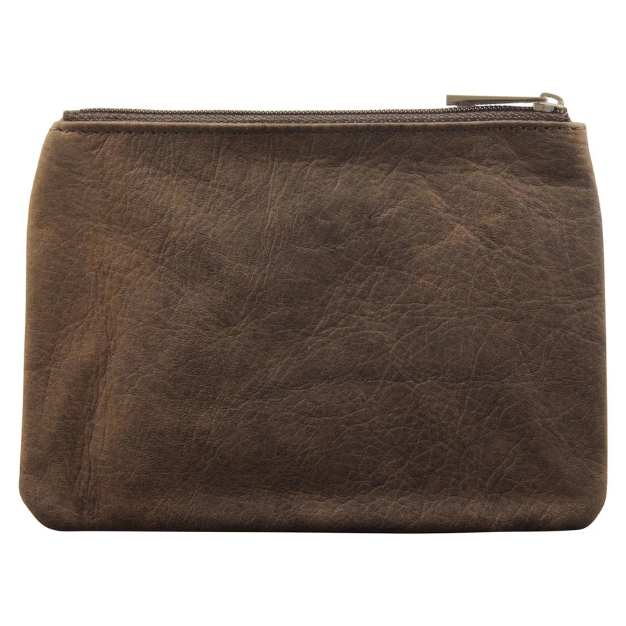 Genuine African Leather Medium Dark Brown Coin Purse