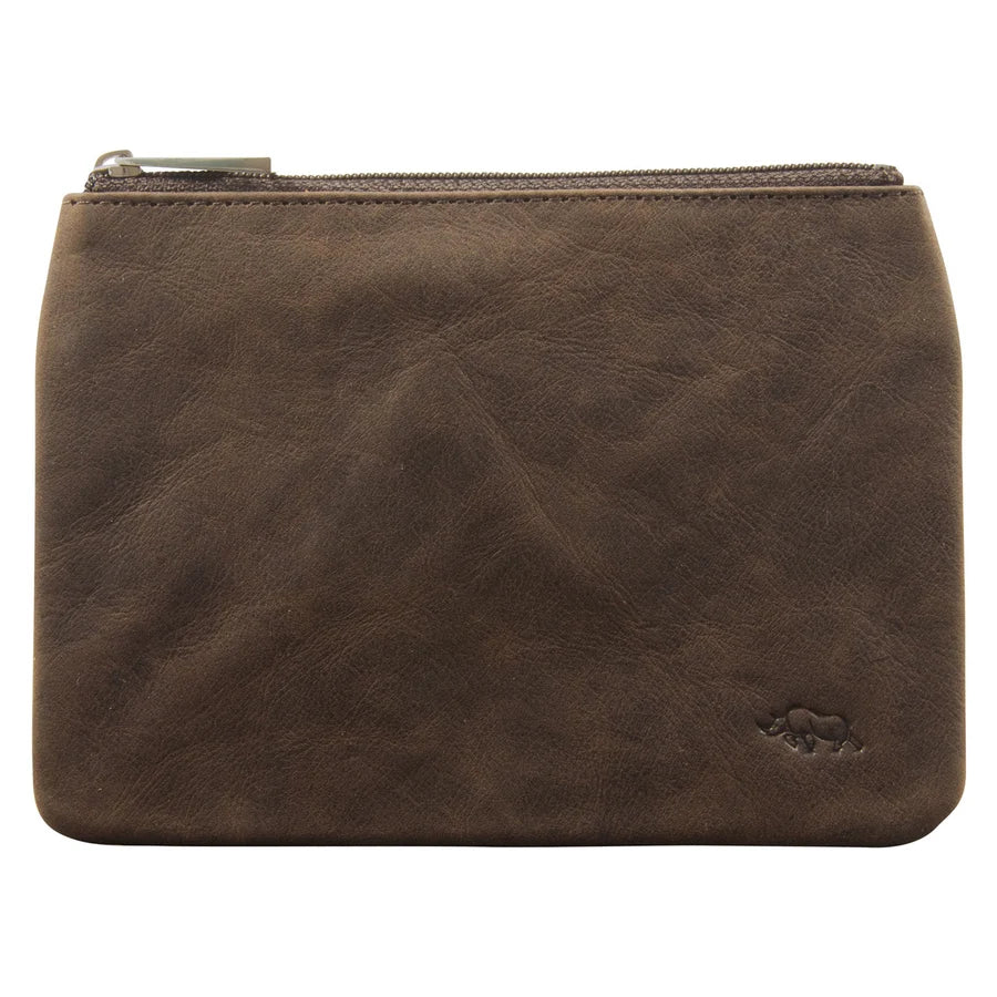 Genuine African Leather Medium Dark Brown Coin Purse