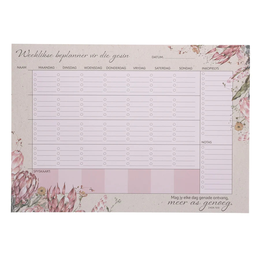 A3 Weekly Desk Planner - Mag Jy Elke Dag Genade Ontvang, Meer As Genoeg Afrikaans