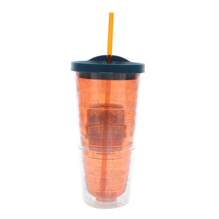 Life Is an Adventure with Jesus Plastic Travel Tumbler with Lid and Straw