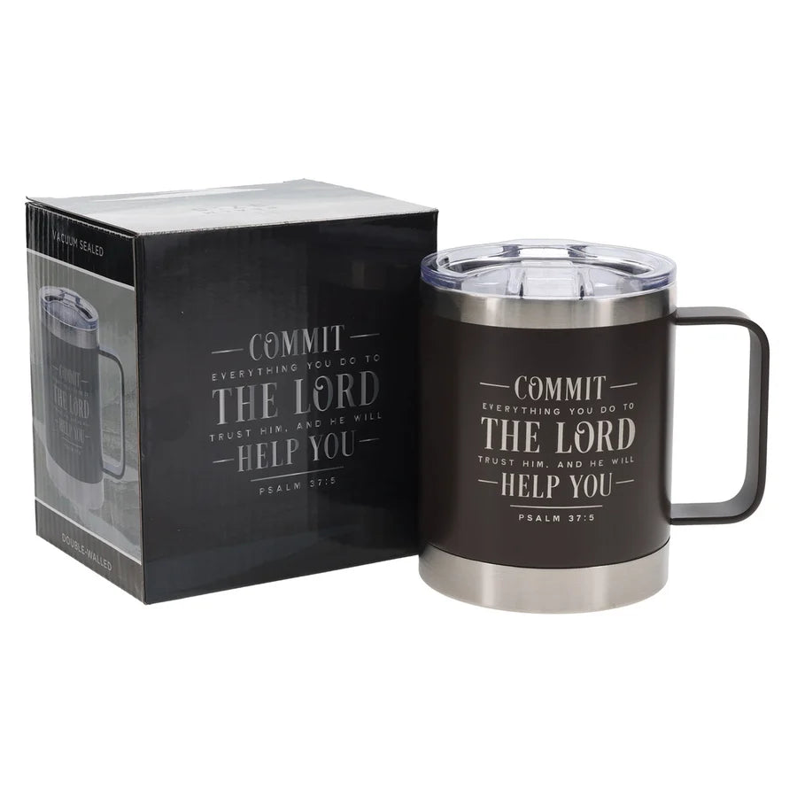Travel Mug - Commit Everything You Do to the Lord (Stainless Steel, Camp Style)