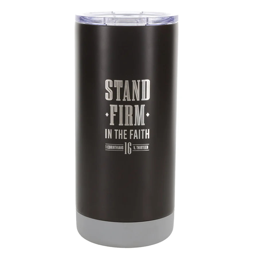 Travel Mug - Stand Firm in the Faith (Stainless Steel, Brown)