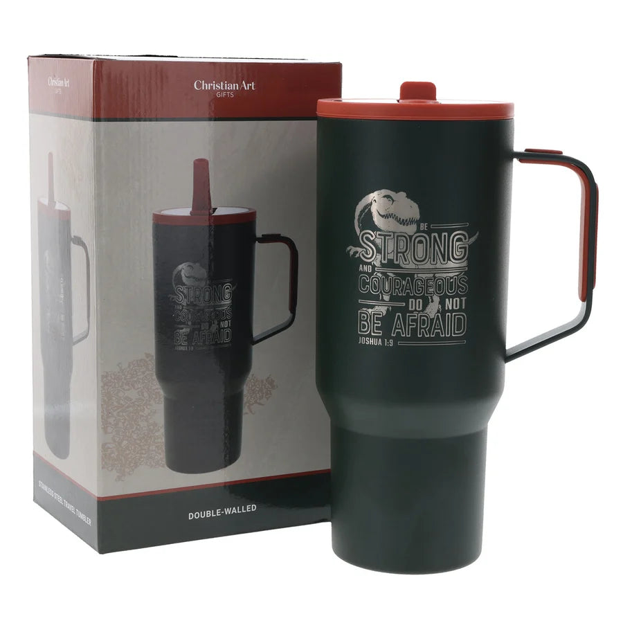 Travel Mug - Be Strong and Courageous (Stainless Steel, with Handle)