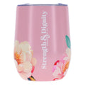Travel Mug - Strength and Dignity (Stainless Steel, Pink Floral)