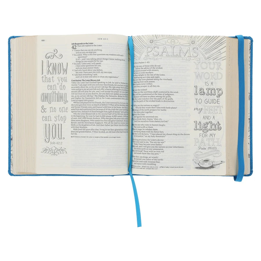 NLT Blue Faux Leather Hardcover Inspire Bible