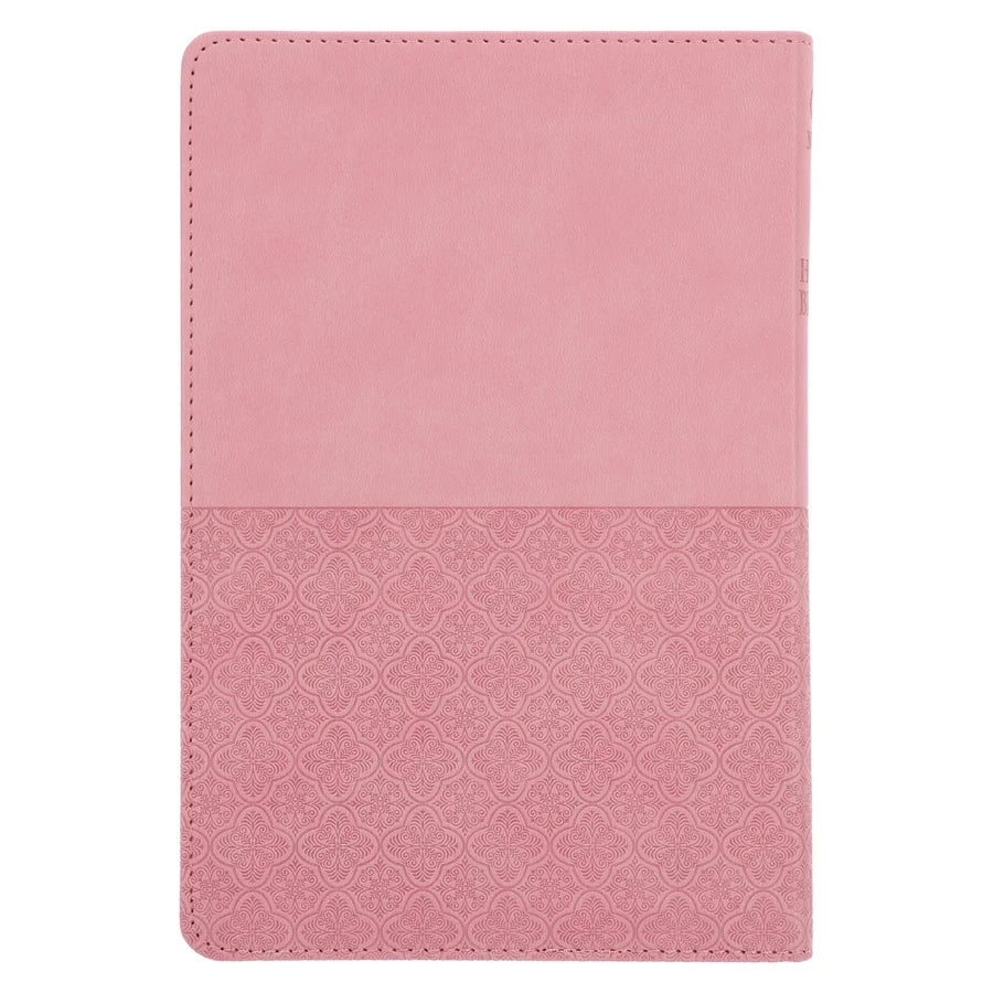 NLT Pink Pattern Faux Leather Standard Bible Thumb Indexed