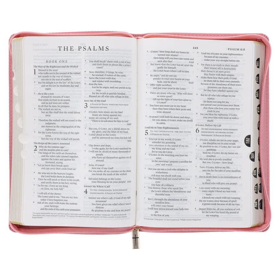 ESV Pink Floral Faux Leather Standard Bible with Zip