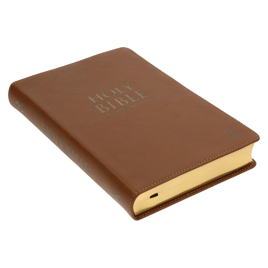 NLT Tan Genuine Leather Flexcover Standard Bible with Indexing Tabs
