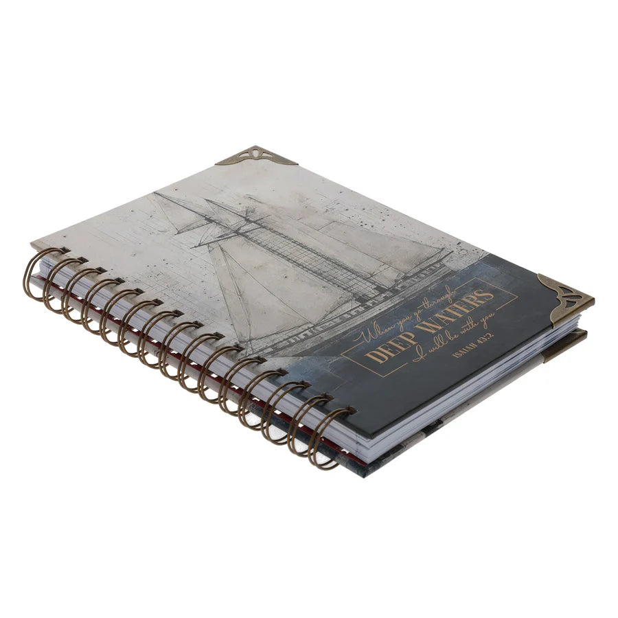 When You Go Through Deep Waters I Will Be With You Hardcover Wirebound Journal