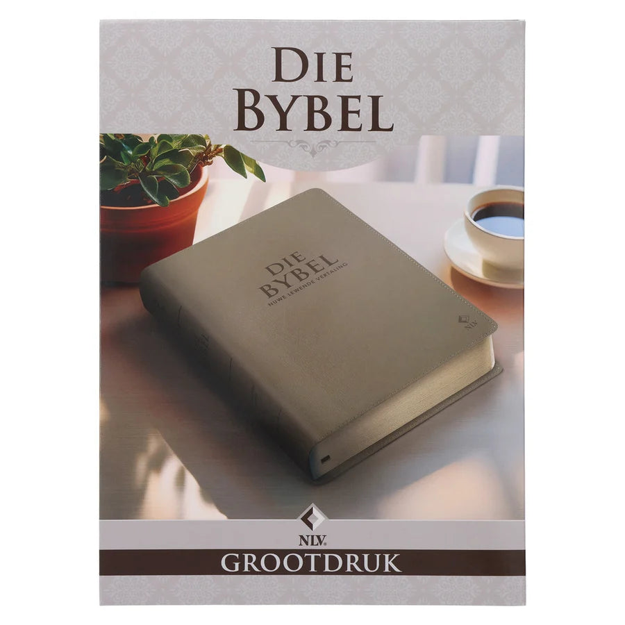 NLV Sandsteen Egte Leer Grootdruk Bybel