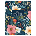 NLV Donkerblou Blomme Kunsleer Joernaal-Bybel