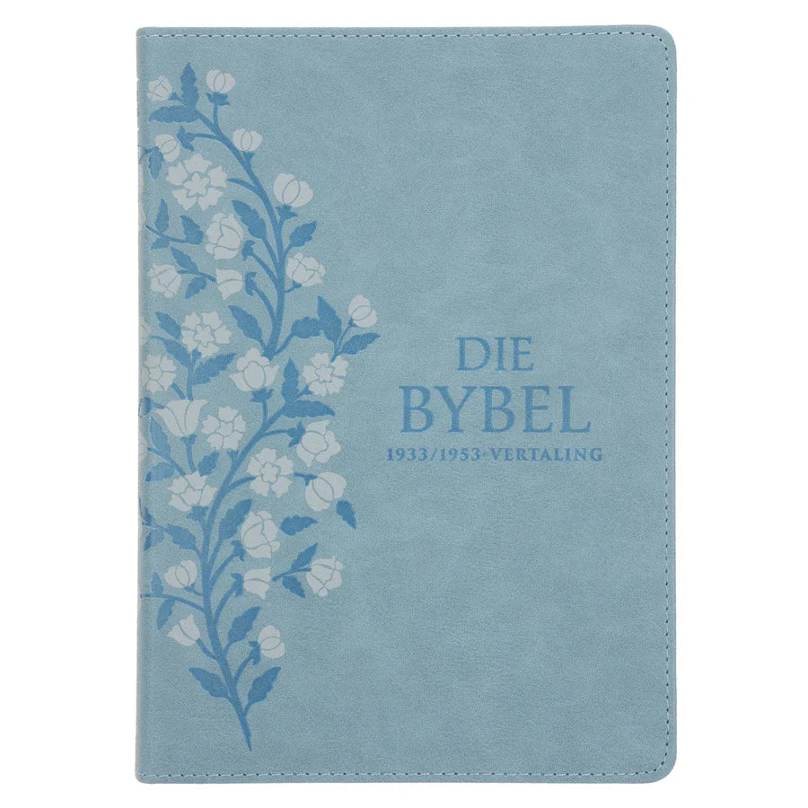 Afrikaans 1933/1953 Vertaling Ligblou met Blomme Kunsleer Bybel Grootdruk