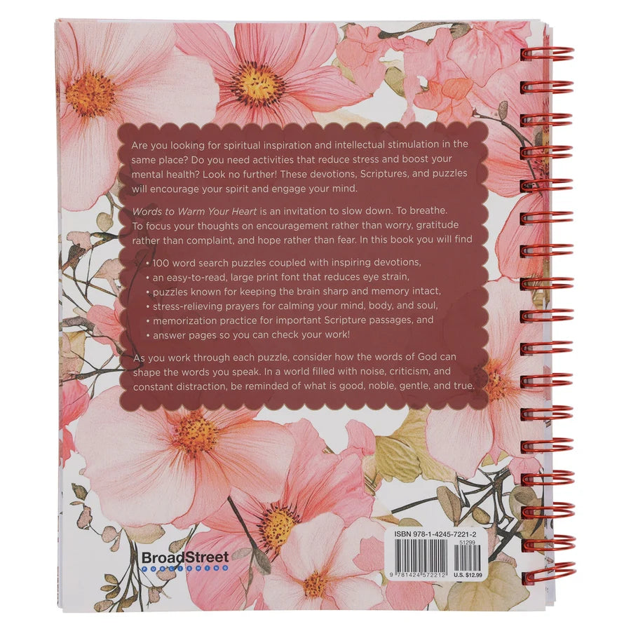 Bible Word Search Devotional: Words to Warm Your Heart Large Print (Spiral-Bound)
