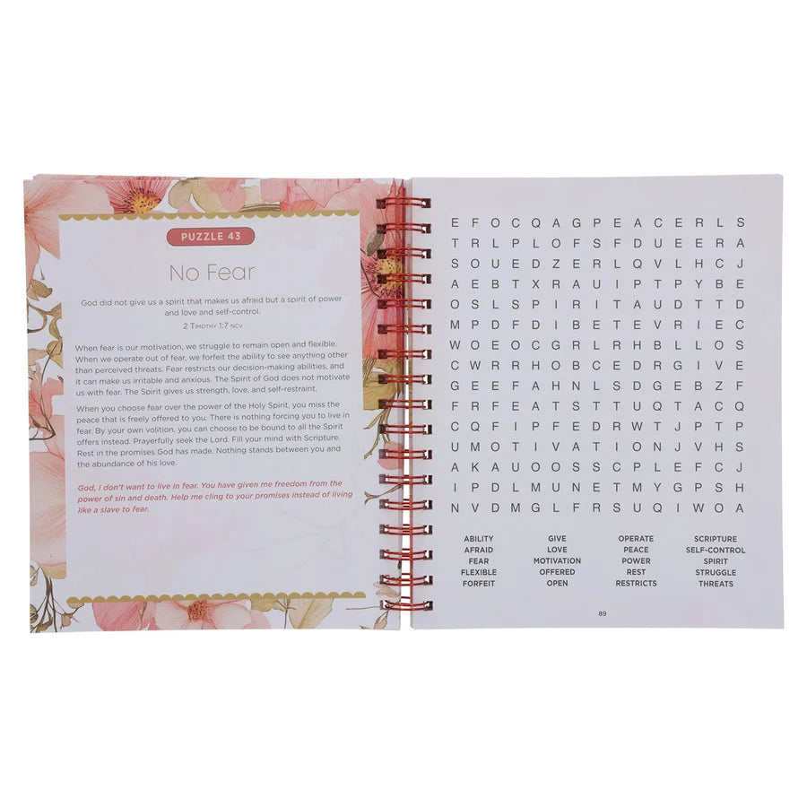 Bible Word Search Devotional: Words to Warm Your Heart Large Print (Spiral-Bound)