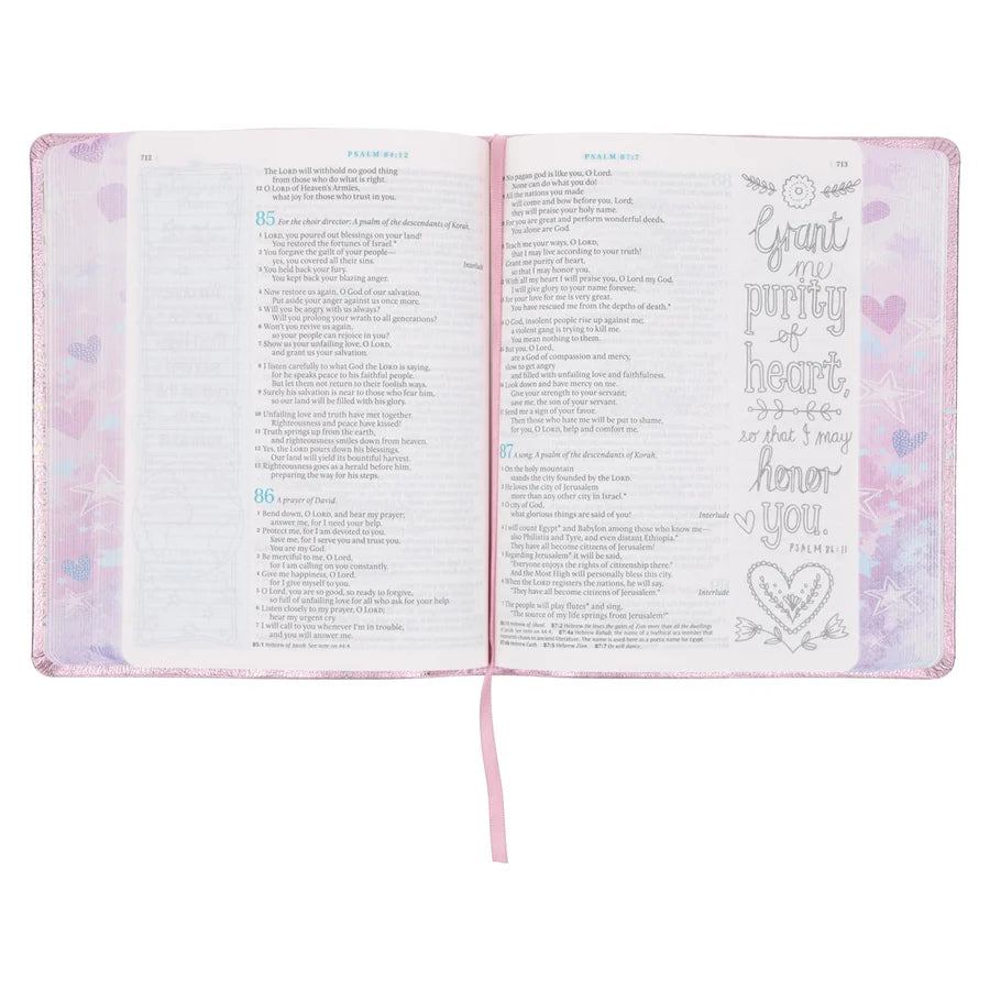 NLT Pink Hardcover Faux Leather Inspire Bible For Girls