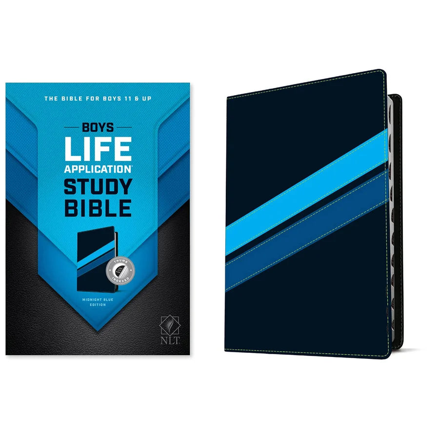 NLT Boys Life Application Study Bible, Indexed, TuTone, Midnight Blue (Imitation Leather)