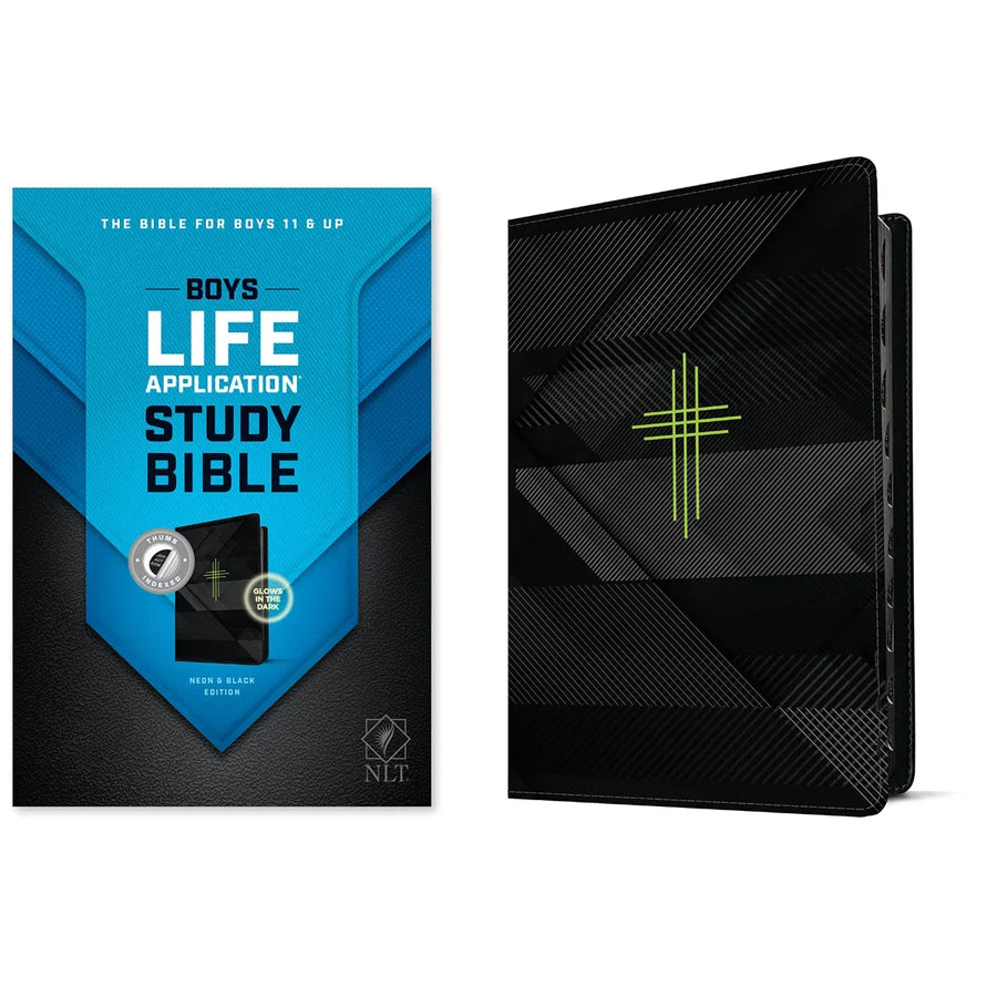 NLT Boys Life Application Study Bible, Indexed, TuTone, Neon / Black (Imitation Leather)