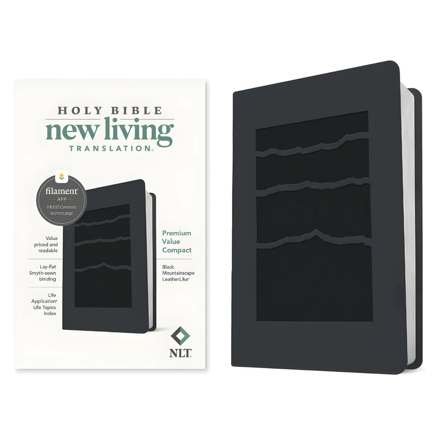 NLT Black Mountainscape Imitation Leather Premium Value Filament Compact Bible