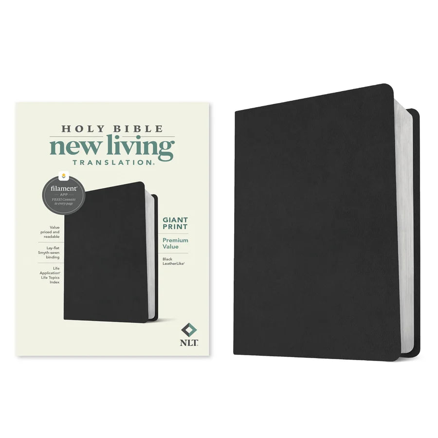 NLT Black Imitation Leather Filament Premium Value Thinline Bible Giant Print