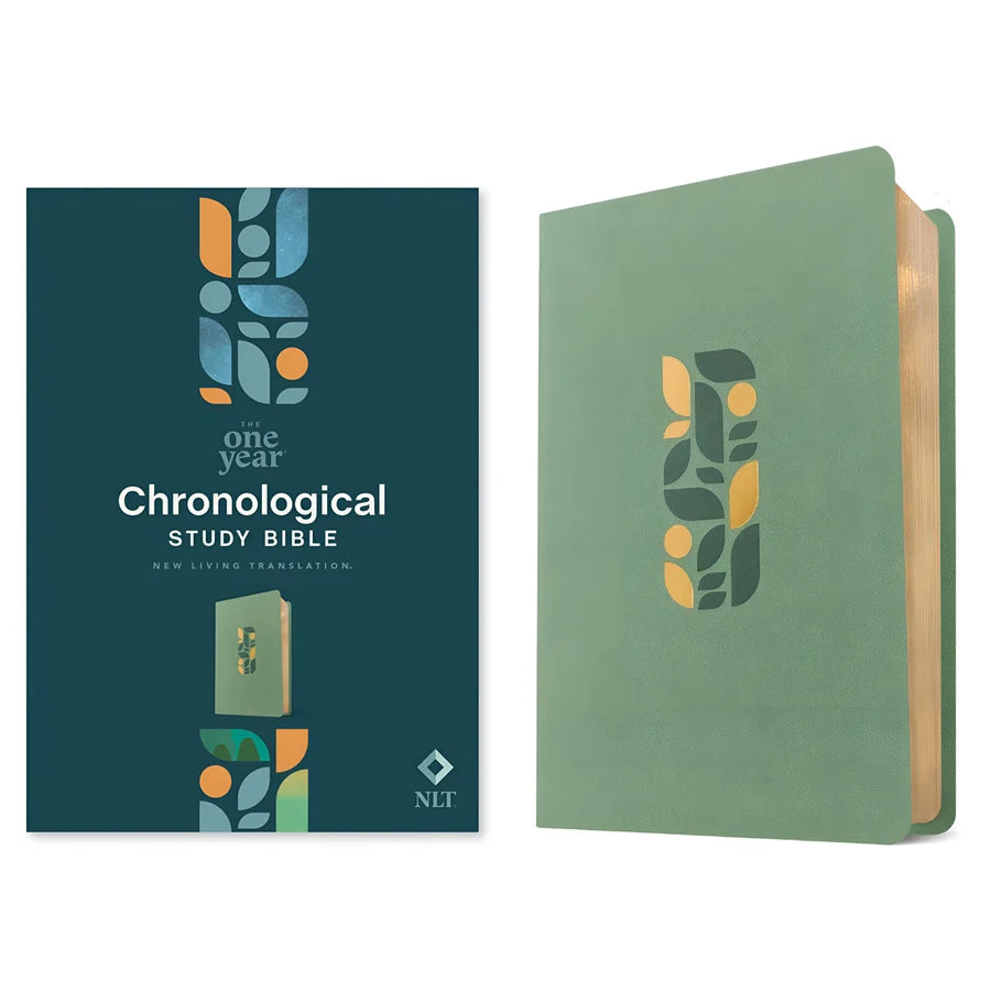 NLT Sage Green Mosaic Imitation Leather One Year Chronological Study Bible