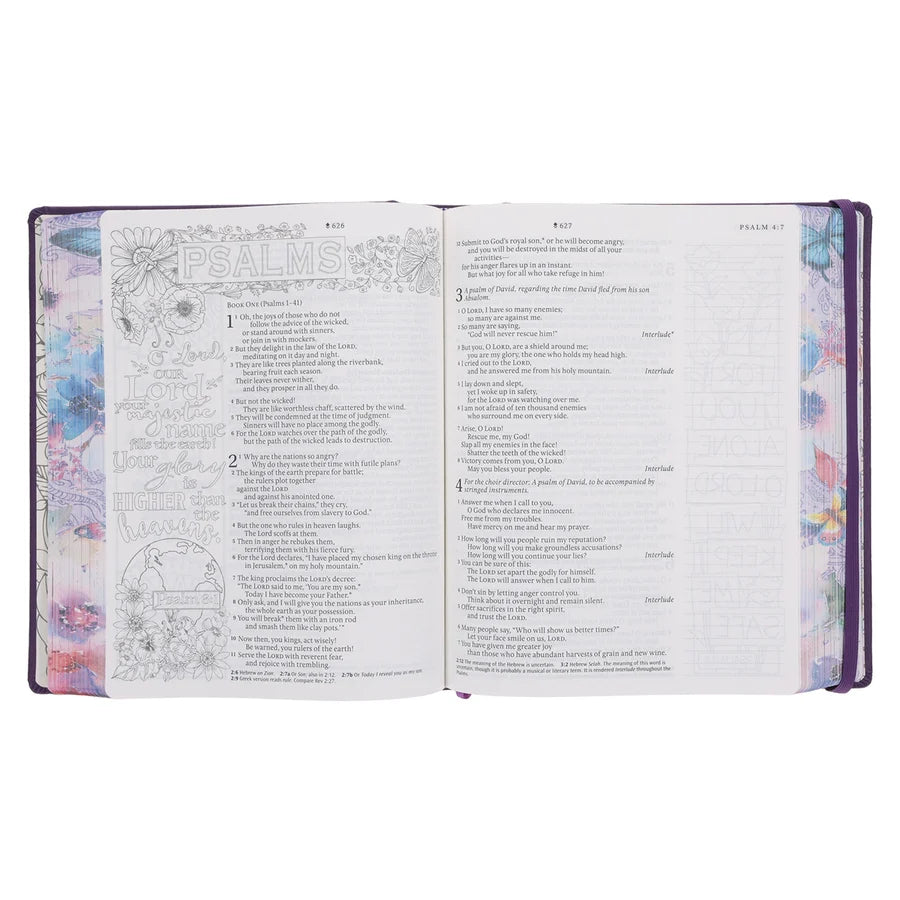 NLT Purple Faux Leather Hardcover Inspire Praise Filament Bible Large Print