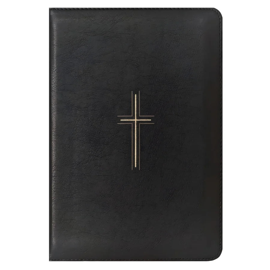 NLT Black Cross Imitation Leather with Zip Filament Thinline Ref Bible Large Print Red Letter
