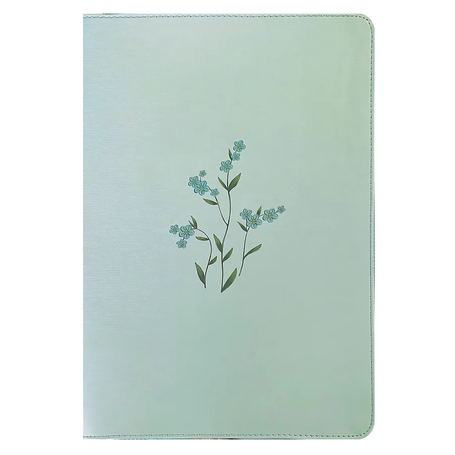 NLT Baby Blue Blossoms Imitation Leather with Zip Filament Thinline Ref Large Print Red Letter