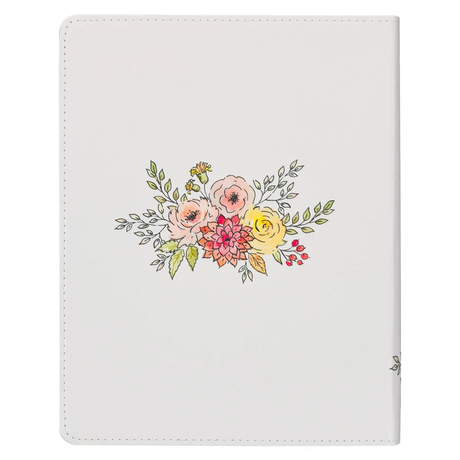 KJV White Floral Faux Leather Flexcover My Creative Bible