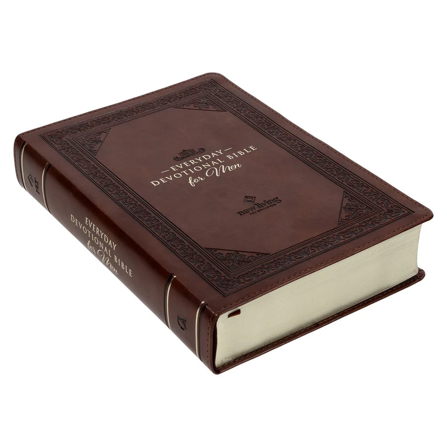 NLT Brown Flexcover Faux Leather Everyday Devotional Bible for Men