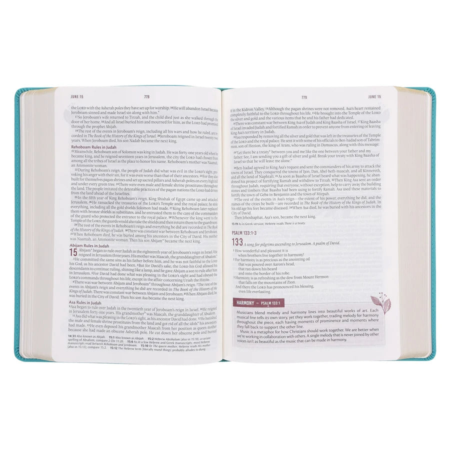 NLT Teal Flexcover Faux Leather Everyday Devotional Bible for Women