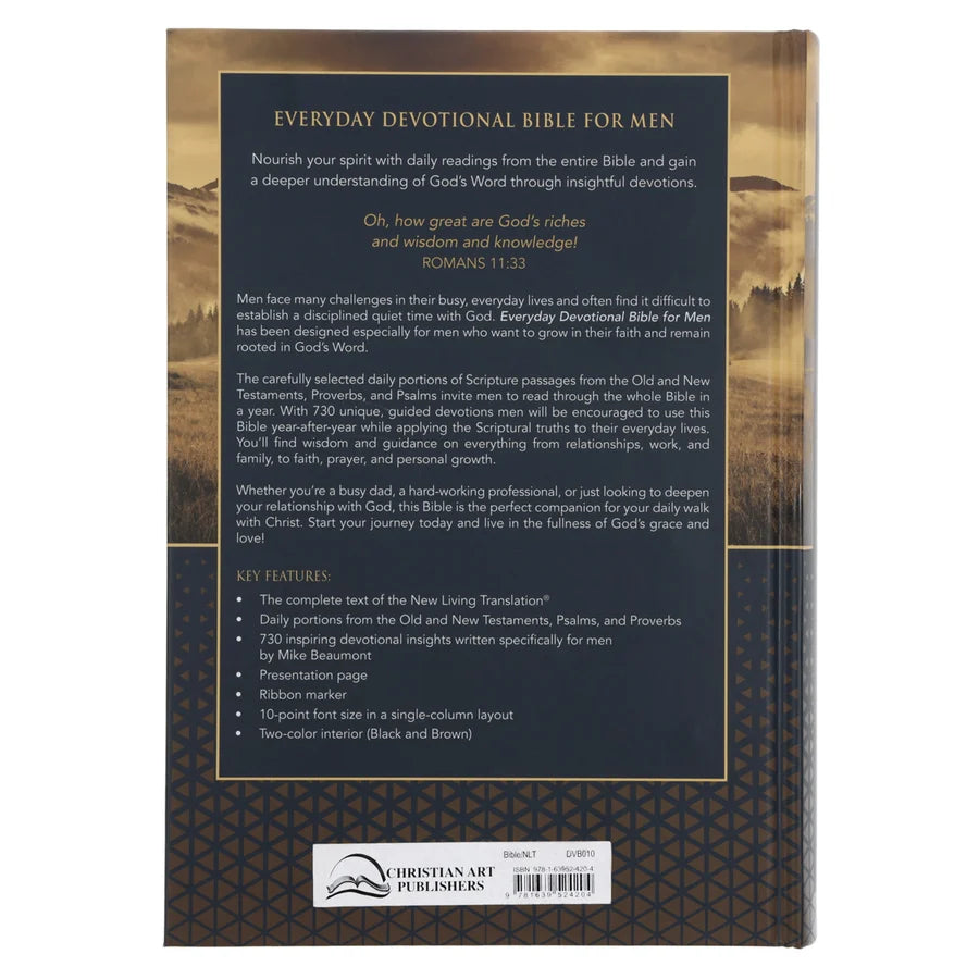 NLT Landscape Hardcover Everyday Devotional Bible for Men