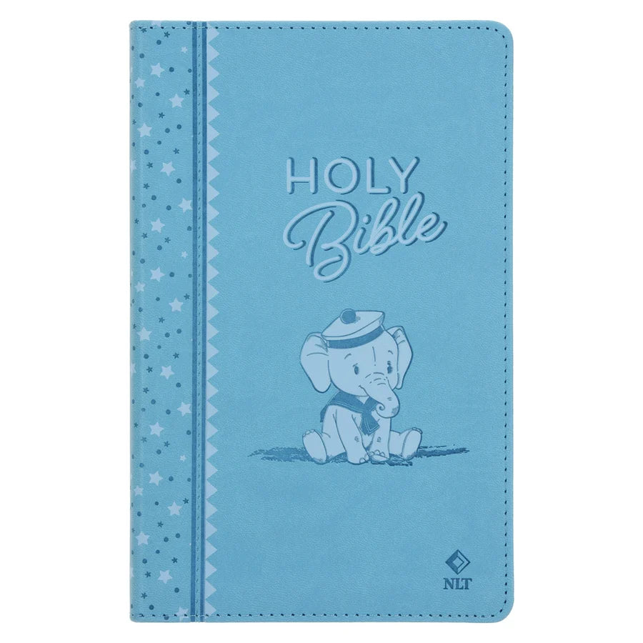 NLT Blue Elephant Flexcover Faux Leather Baby Bible for Boys