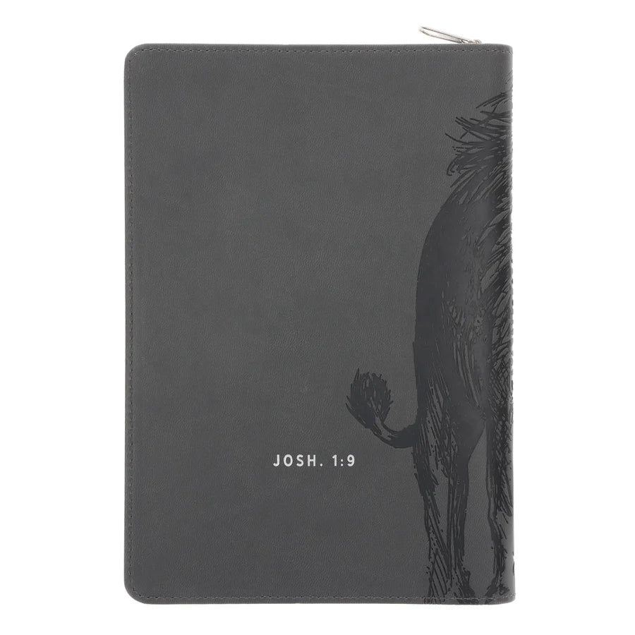 Be Strong and Courageous Faux Leather Journal with Zipped Closure