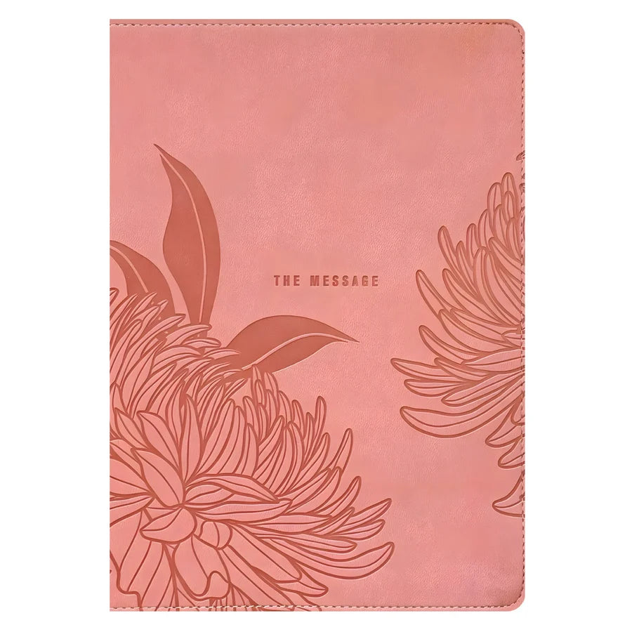 The Message Dusty Pink Floral Imitation Leather Deluxe Gift Bible Large Print