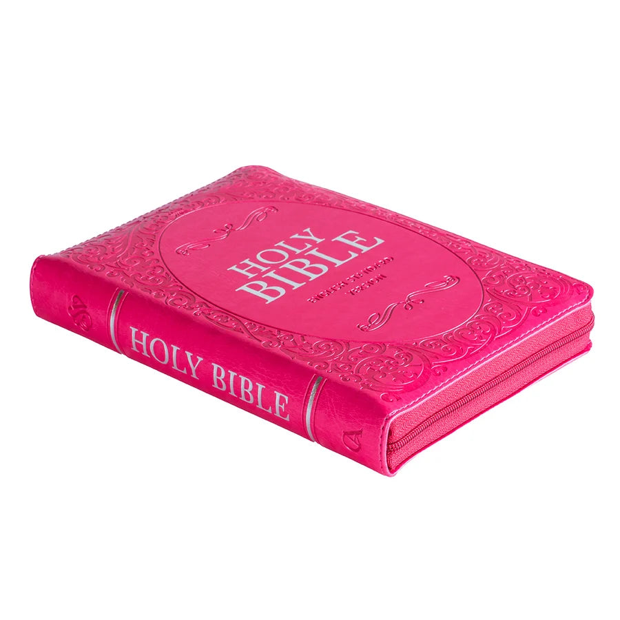 ESV Pink Faux Leather Compact Bible With Zip