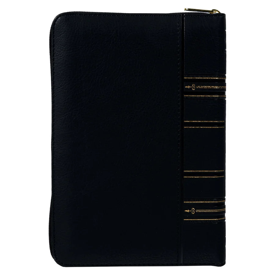 NLT Black Faux Leather Flexcover Compact Bible With Zip